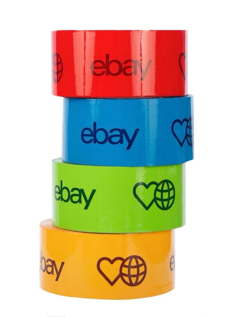 eBay Branded Packing Tape Rolls - Red, Blue, Green, Orange Lot of 4, Brand New